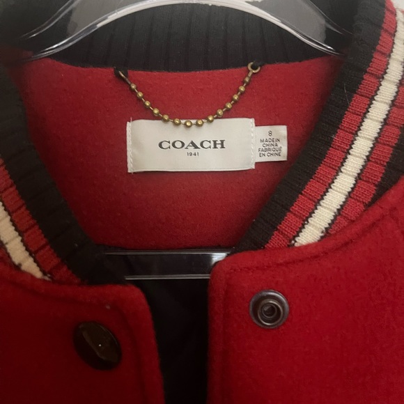 Coach • Varsity Wool & Leather Rocket Ship Patch Bomber Jacket US 8 RARE EUC - Picture 3 of 6
